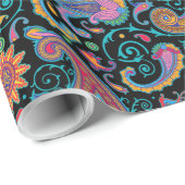 部族カラフルフローラペイズリーパターン ラッピングペーパー (ロールコーナー)