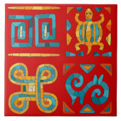 部族カラフルモザイクアート タイル (正面)