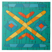 部族カラフルモザイクアート タイル (正面)