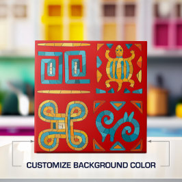 部族カラフルモザイクアート タイル