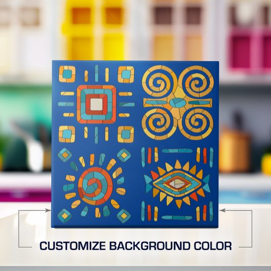 部族カラフルモザイクアート タイル