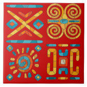 部族カラフルモザイクアート タイル (正面)