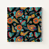 部族カラフルヴィンテージフローラペイズリーパターン ノートブック (裏面)