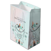 部族カラフル幾何学的トーテムデザイン ミディアムペーパーバッグ (裏面アングル)