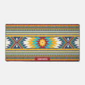 部族カラフル族幾何模様モノグラム デスクマット (正面)