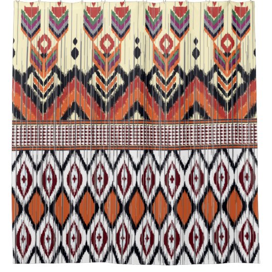 部族カラフル民族の継ぎ目のないパターン シャワーカーテン (正面)