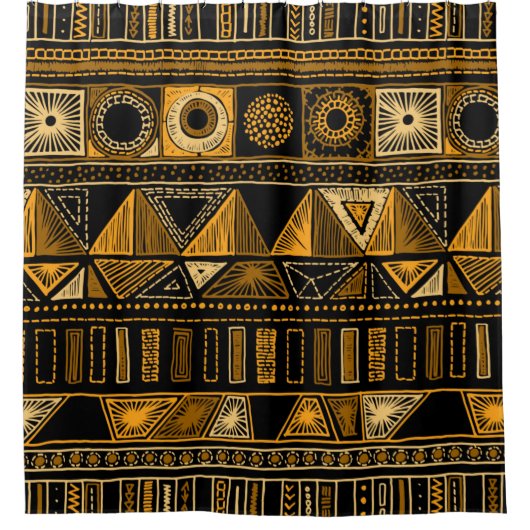 部族カラフル民族の継ぎ目のないパターン シャワーカーテン (正面)