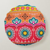 部族カラフル民族の継ぎ目のないパターン ラウンドクッション (裏面)