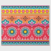 部族カラフル民族の継ぎ目のないパターン ラッピングペーパー (フラット)