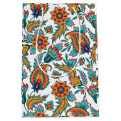 部族カラフル水彩色ペイズリー模様 ミディアムペーパーバッグ (正面)