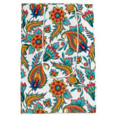 部族カラフル水彩色ペイズリー模様 ミディアムペーパーバッグ (裏面)