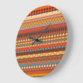 部族カラフル的シームレスなパターン。 ラージ壁時計 (傾斜)