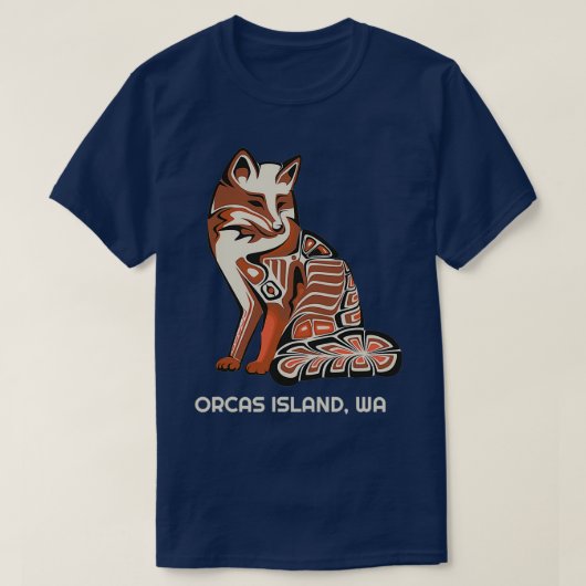 部族キツネオルカスアイランドワシントン先住民アメリカン Tシャツ (デザイン正面)