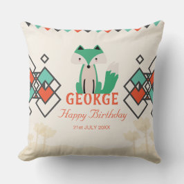 部族キツネカラフルの幾何形状誕生日 クッション