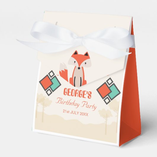 部族キツネカラフル幾何学的パターン誕生日 フェイバーボックス (正面サイド)