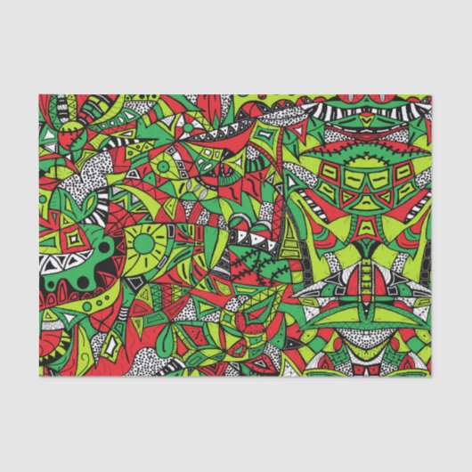 部族サイケデリック抽象芸術組成カラフル物 薄葉紙 (正面)