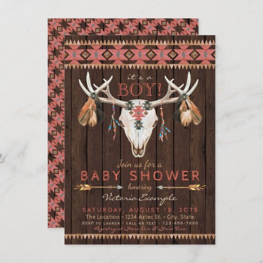 部族スカルベビーシャワー招待状 招待状 (正面/裏面)