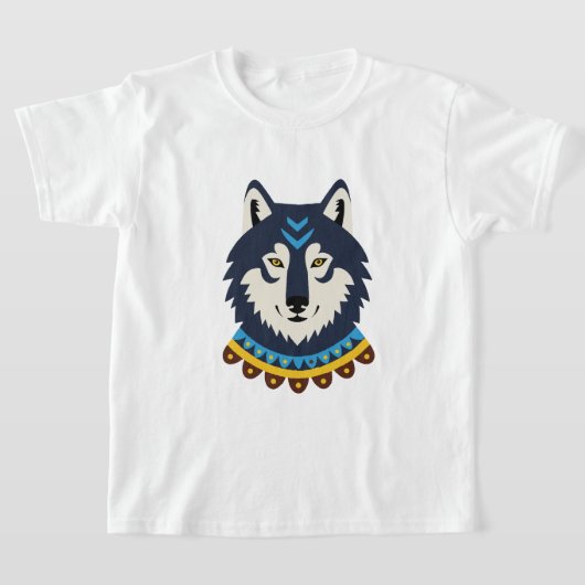 部族スタイルの狼の頭 Tシャツ (レイダウン)