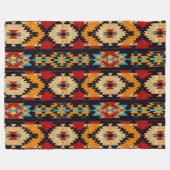 部族ストライプの芸術パターン フリースブランケット (正面(横))