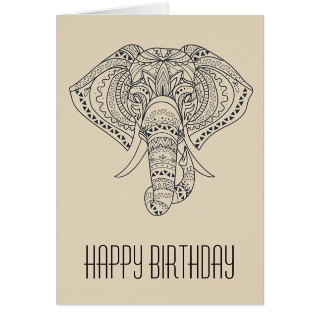 部族ゾウのアフリカ動物アート (正面)