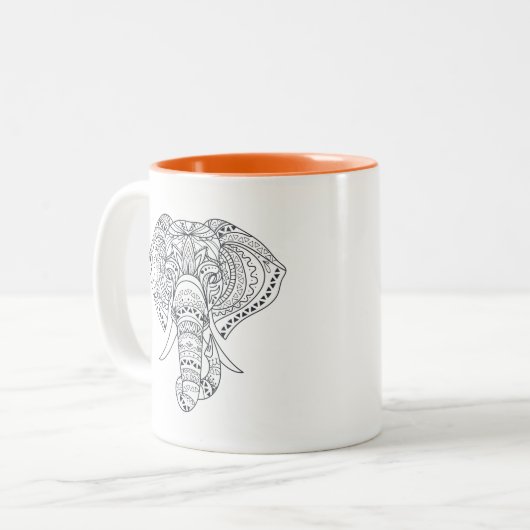 部族ゾウのアフリカ動物アート ツートーンマグカップ (正面左)