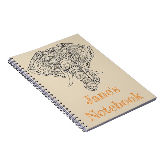 部族ゾウのアフリカ動物アート ノートブック (右側)