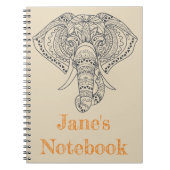 部族ゾウのアフリカ動物アート ノートブック (正面)