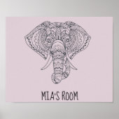 部族ゾウのアフリカ動物アート ポスター (正面)