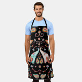 部族ゾウ:水彩ペイズリー模様。 エプロン (着用した状態)