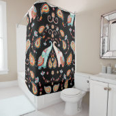 部族ゾウ:水彩ペイズリー模様。 シャワーカーテン (インサイチュ)