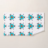 部族ターコイズパターン バスタオルセット (ハンドタオル)