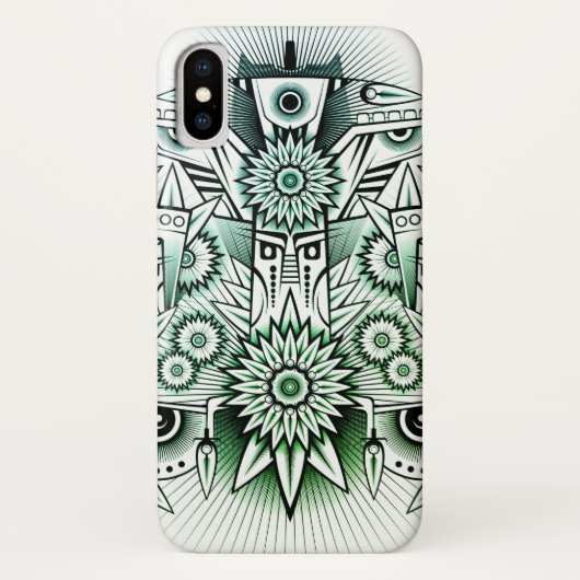 部族デザインのグリーンタント Case-Mate iPhoneケース (裏面)