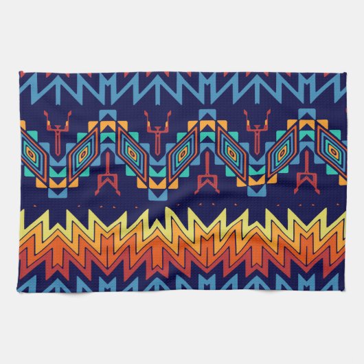 部族デザイン抽象デザイン キッチンタオル (横)