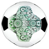 部族デザイン緑の濃淡 サッカーボール (回転)