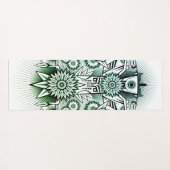 部族デザイン緑の濃淡 ヨガマット (裏面(横))