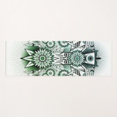 部族デザイン緑の濃淡 ヨガマット (正面(横))