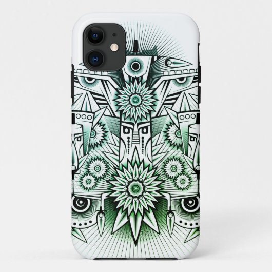 部族デザイン グリーン タイント Case-Mate iPhoneケース (裏面)