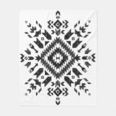 部族デザイン:白黒手描き フリースブランケット (正面)