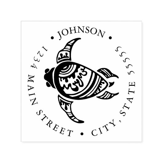 部族ハワイアンウミガメ戻りラベル セルフインキングスタンプ (デザイン)