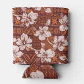 部族ハワイアン:ハイビスカスフラワー壁紙 缶クーラー (裏面)