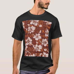 部族ハワイアン:ハイビスカスフラワー壁紙 Tシャツ