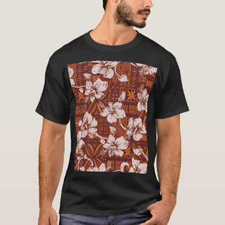 部族ハワイアン:ハイビスカスフラワー壁紙 Tシャツ