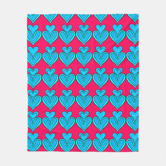 部族ハートマンダラフィッシュパターンデザイン フリースブランケット (正面)