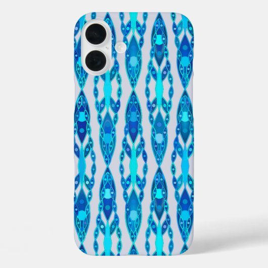 部族バティック - サファイア ブルー + シルバー グレー Case-Mate iPhoneケース (裏面)