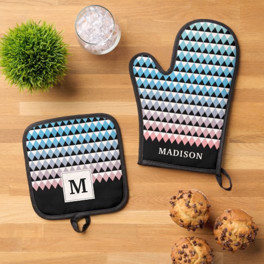 部族パタアステカングラデーション 鍋つかみ&鍋敷きセット (トップダウン)