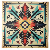 部族パターアステカンの幾何学的抽象芸術カラフル タイル (正面)