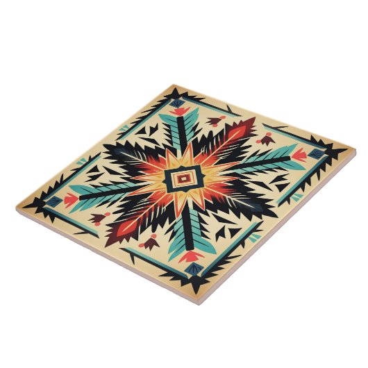 部族パターアステカンの幾何学的抽象芸術カラフル タイル (側面)