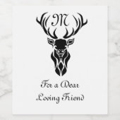 部族ブラックスタッグ シルエット モノグラム ワインラベル (シングルラベル)