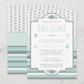 部族ベイビーシャワー招待状、アステカ、矢、BOHO 招待状 (正面/裏面)