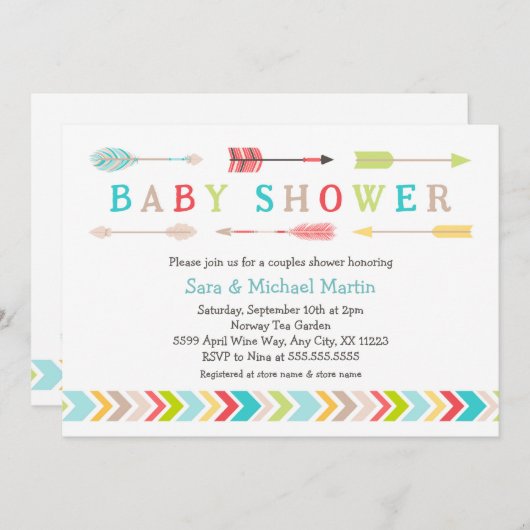 部族ベビーシャワー招待状ニュートラルジェンダー 招待状 (正面/裏面)